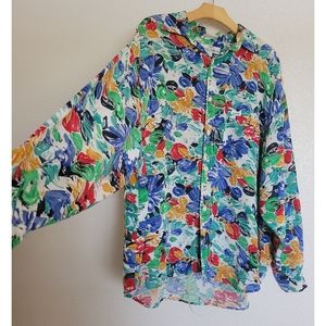 Vintage georges marcianoGUESS Colorful Floral Buttoned Long Sleeve Size L men's